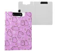 Cute Capybara with Hearts Purple Clipboard Folder, A4 Size Folder Clipboard with Pen Slot for Office School