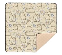 Cute Capybara with Navy Hearts 50x50 inch Baby Play Mat,Thicken Soft Non-Slip Tummy Time Mat for Toddlers and Infants