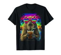 Cute Capybara with Sunglasses and Iced Coffee Beach Summer T-Shirt