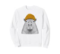 Cute Capybara Yellow Mustard Beanie Wildlife Design Sweatshirt