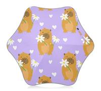 Cute Capybaras Daisies Purple Girls Umbrella for Kids Windproof Rain Umbrellas for Boy Kid Uv Protection Sun Umbrellas Upf 50 Fun