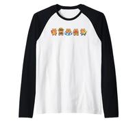 Cute Capybaras in a Row Squad Funny Summer Vacation Vibes Raglan Baseball Tee