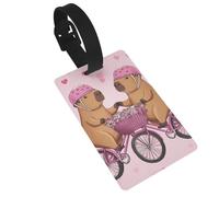 Cute capybaras Luggage Tag PVC Travel Bag Tag with Strap ID Card Label for Suitcase Backpack Carry On Baggage Identifier