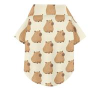 Cute Capybaras on Cream Background Summer Dog Polo Shirt Button Up Breathable Cool Pet Polo Shirt Doggy Sweatshirt Puppy Kitten Perfect for Everyday Wear, and Photoshoots