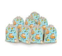 Cute Capybaras Printed Drawstring Bag Packs Cotton And Linen Bags Pouch 8 Pieces Storage Reusable Gift Wrap