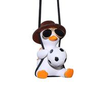 Cute Car Accessories, Rear View Mirror Accessories Funny Car Decorations Swinging Duck Ornaments Hanging Soccer Duck Charm for Rear View Office Home