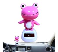 Cute Car Decorations - Frog Head Nodding Figurine Solar Powered Interior Decoration for Car Truck Home Office