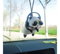 Cute Car Ornament for Auto Rearview Mirror, Panda or Pig Design Plastic Flocked Interior Decor Accessory for Car, Home, Office For - 7x4.5x4cm, Color as Shown(Hanging Panda)