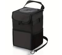 Cute Car Trash Can with Lid - Multipurpose Collapsible Trash Bin for Car, Leak-Proof Organizer, Waterproof Garbage Can with Storage Pockets & Adjustable Straps, 2 Gallons (Black)