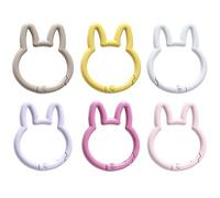 Cute Carabiner Clip, 6PCS Multicolor Rabbit Shaped Keychain Clip, 1.5x1.7 inch Metal Cute Carabiner for Keychains, Water Bottle, Bags, Fishing Hiking Traveling, Accessory Keychain Carabiners