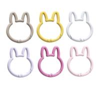Cute Carabiner Clip, 6PCS Multicolor Rabbit Shaped Keychain Clip, 1.5x1.7 inch Metal Cute Carabiner for Keychains, Water Bottle, Bags, Fishing Hiking Traveling