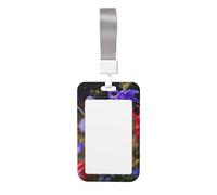 Cute Card Badge Holder - Beautiful Flowers Art Print Stylish Vertical ID Card Name Badge Holder