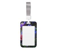 Cute Card Badge Holder - Beautiful Flowers Print Print Stylish Vertical ID Card Name Badge Holder