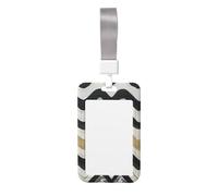 Cute Card Badge Holder - Black White Stripes Print Stylish Vertical ID Card Name Badge Holder