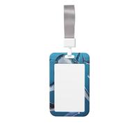 Cute Card Badge Holder - Blue Cartoon Fish Print Stylish Vertical ID Card Name Badge Holder