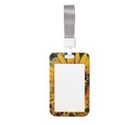 Cute Card Badge Holder - Butterfly and Sunflower Print Stylish Vertical ID Card Name Badge Holder