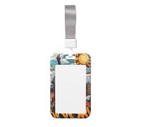 Cute Card Badge Holder - Cartoon Cute New York US Theme Art Print Stylish Vertical ID Card Name Badge Holder