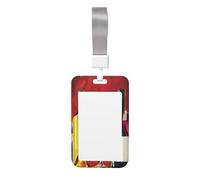 Cute Card Badge Holder - Cocktail Glasses and Wine Bottles Print Stylish Vertical ID Card Name Badge Holder