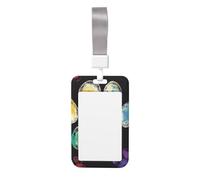 Cute Card Badge Holder - Colorful Dog Paw Print Black Print Stylish Vertical ID Card Name Badge Holder