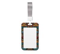Cute Card Badge Holder - Colorful Sugar Skulls Print Stylish Vertical ID Card Name Badge Holder