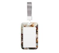 Cute Card Badge Holder - Cute Butterfly Flowers Print Stylish Vertical ID Card Name Badge Holder