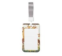Cute Card Badge Holder - Cute Wild Cartoon Giraffes Print Stylish Vertical ID Card Name Badge Holder