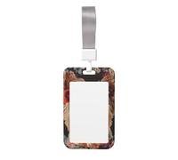Cute Card Badge Holder - Dog and Floral Print Stylish Vertical ID Card Name Badge Holder