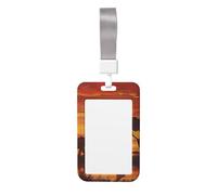 Cute Card Badge Holder - Elephant and Giraffe in The Sunset Print Stylish Vertical ID Card Name Badge Holder