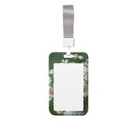 Cute Card Badge Holder - Floral Flowers Daisies Print Stylish Vertical ID Card Name Badge Holder