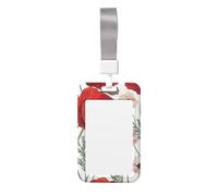 Cute Card Badge Holder - Flowers Pattern Print Stylish Vertical ID Card Name Badge Holder