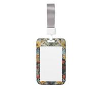Cute Card Badge Holder - Funny Cats and Flowers Print Stylish Vertical ID Card Name Badge Holder