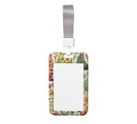 Cute Card Badge Holder - Funny Cats Birds and Flowers Print Stylish Vertical ID Card Name Badge Holder