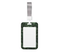 Cute Card Badge Holder - Hunter Green Floral Petals Pattern Print Stylish Vertical ID Card Name Badge Holder