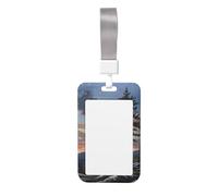 Cute Card Badge Holder - Moose Mountain Pine Tree Wilderness Print Stylish Vertical ID Card Name Badge Holder