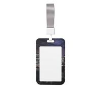 Cute Card Badge Holder - New York Night Print Stylish Vertical ID Card Name Badge Holder