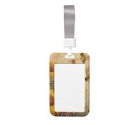 Cute Card Badge Holder - Rural Honey Bees Flowers Print Stylish Vertical ID Card Name Badge Holder
