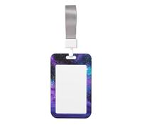 Cute Card Badge Holder - Space Colorful Clouds Print Stylish Vertical ID Card Name Badge Holder