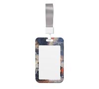 Cute Card Badge Holder - Steam Train Clouds Print Stylish Vertical ID Card Name Badge Holder