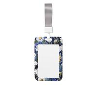 Cute Card Badge Holder - Wild Flowers and Cornflowers Daisies Print Stylish Vertical ID Card Name Badge Holder