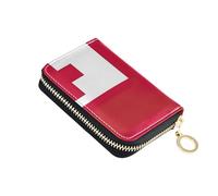 Cute Card Holder RFID Blocking Leather Womens Wallets Small Travel Cash Wallet with Coin Pocket Tonga Flag