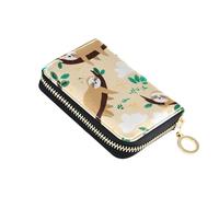 Cute Card Holder RFID Blocking Small Women's Wallets Zip Around Travel Cash Wallet with Coin Pocket Cute Cartoon Sloths Tree