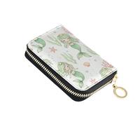 Cute Card Holder RFID Blocking Wallet for Women Zip Around Leather Travel Wallet with Zipper Cute Mermaids Corals Sea Bubble