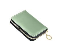 Cute Card Holder RFID Blocking Wallet Womens Small Zip Around Zipper Coin Purse with Key Ring Gradient Soft Green Blur