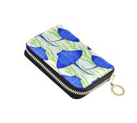 Cute Card Holder Wallets RFID Blocking Leather Womens Wallet Small Travel Cash Wallet with Coin Pocket Cartoon Fish Blue Green