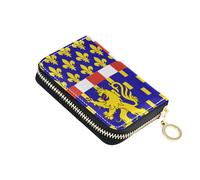 Cute Card Holder Wallets RFID Blocking Small Women Wallet Zip Around Coin Change Purse with Zipper Bourgogne Franche Comté Flag