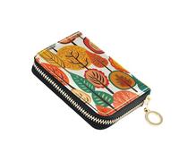 Cute Card Holder Wallets RFID Blocking Wallet for Women Zip Around Small Coin Purse Wallet with Zipper Watercolor Autumn Forest Trees Fall