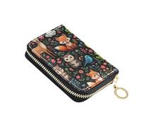 Cute Card Holder Wallets RFID Blocking Women Wallet Small Zip Around Zipper Change Purse with Key Ring Cute Animals Deers Colorful Floral
