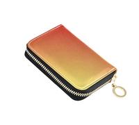 Cute Card Holder Wallets RFID Blocking Women's Wallet Zip Around Leather Zipper Wallet with Coin Pocket Golden Yellow Orange Red Abstract