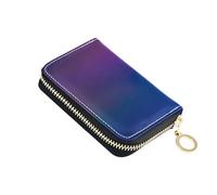 Cute Card Holder Wallets RFID Blocking Zip Around Wallet Womens Leather Zipper Change Purse with Key Ring Blur Glow Overlay Neon Flare