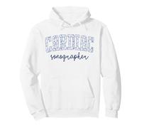 Cute Cardiac Sonographer Varsity Blue Floral Echo Tech Staff Pullover Hoodie